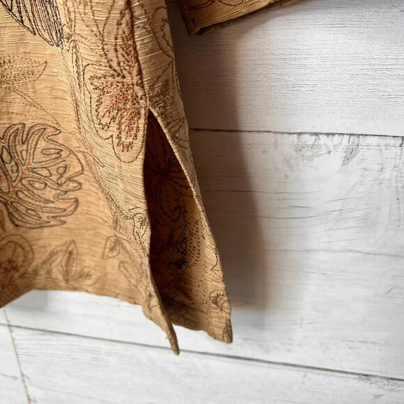 Vintage Chicos Jacket Womens Size 1/Medium Silk & Linen Blend Embroidered Palm - Picture 15 of 16